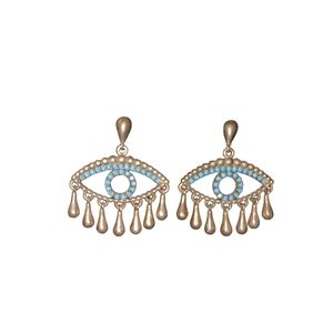 Boho Eye Earrings Turquoise Evil Eye Dangles Gold Tone